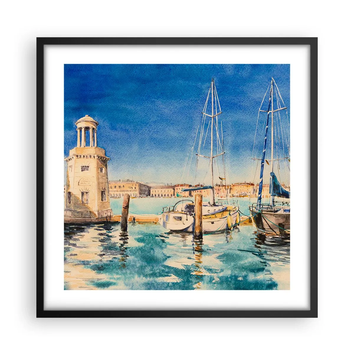 Affiche dans un cadre noir - Poster - Lagune ensoleillée - 50x50 cm