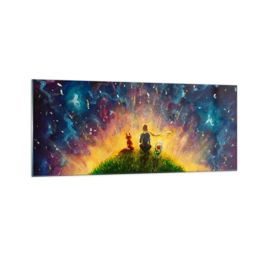 Impression sur verre - Image sur verre - Amour et amitié - le monde entier - 100x40 cm