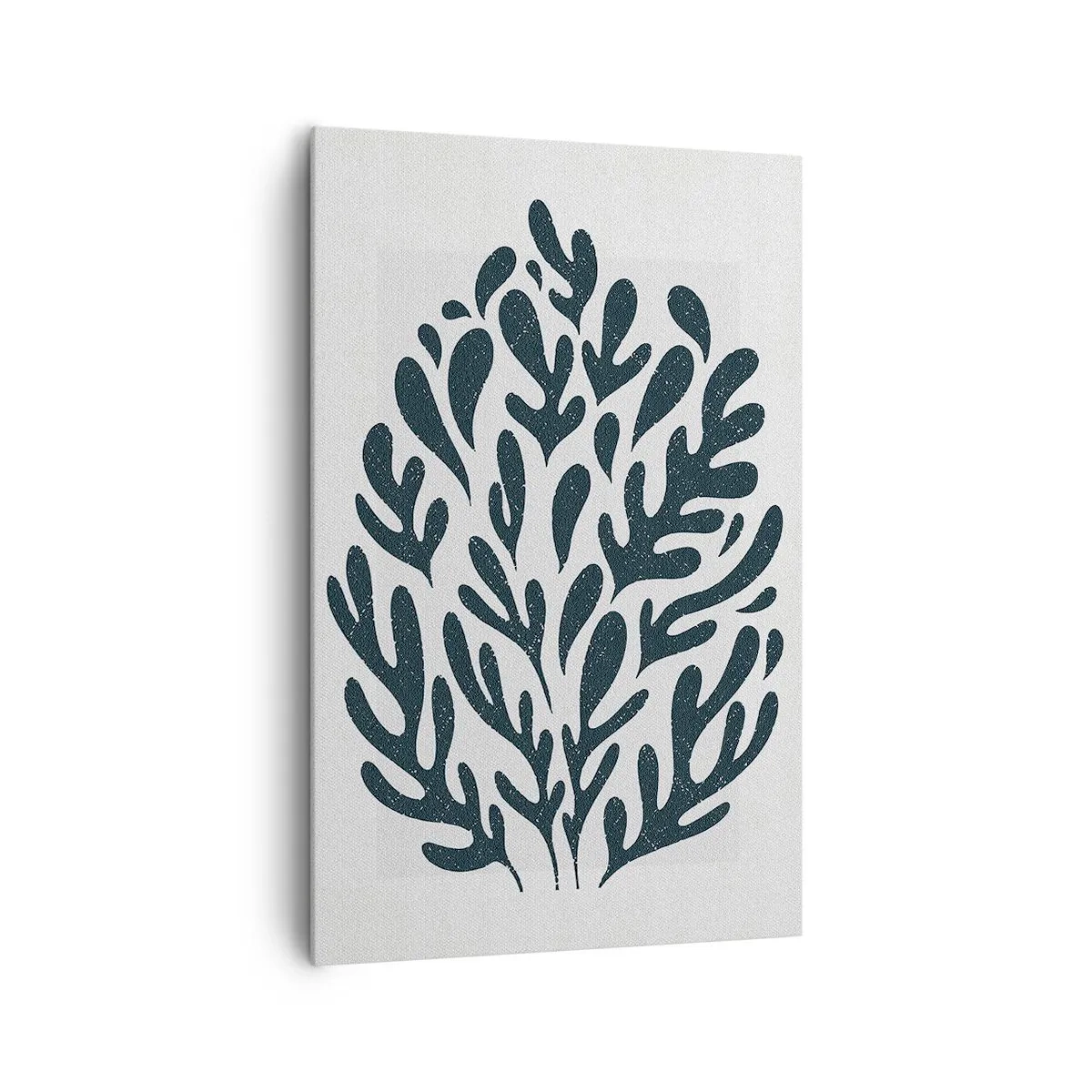 Impression sur toile - Image sur toile - Motif de feuille abstrait sombre sur fond clair - 80x120cm - Formes de la nature - Décoration murale moderne pour le salon et la chambre ARTTOR