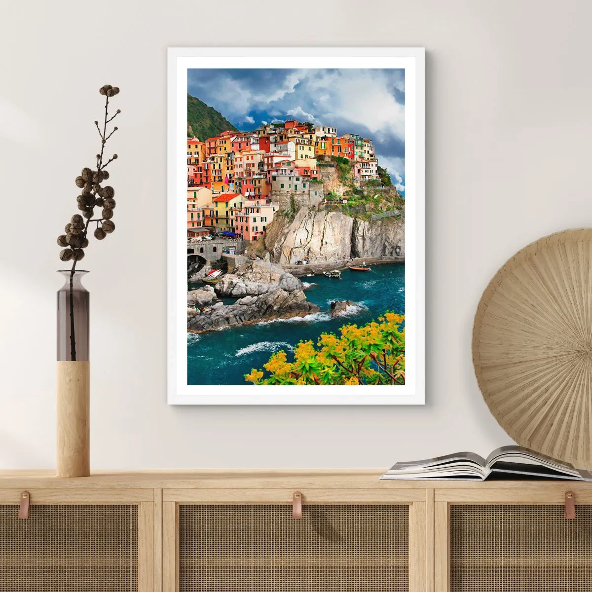 Affiche dans un cadre blanc - Poster - Un groupe embrassant les rochers - 50x70 cm