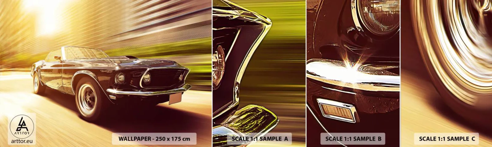 Échantillon De Papier Peint Standard Eco - 1967 - le retour de la légende - Voiture, Cabriolet, Automobile - 100x30 cm