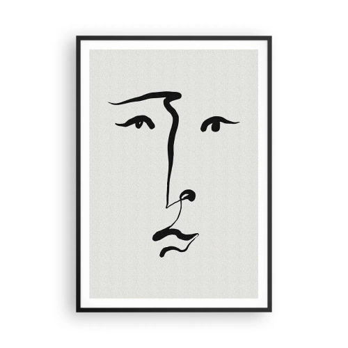 Affiche dans un cadre noir - Poster - Portrait avec une seule ligne - 70x100 cm