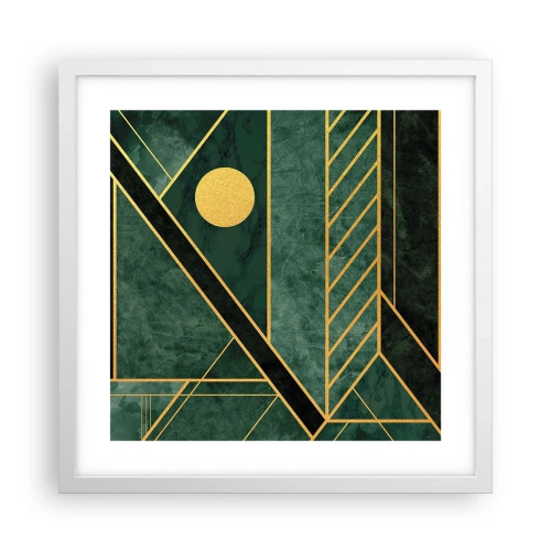 Affiche dans un cadre blanc - Poster - Dynamique or et azur - 40x40 cm