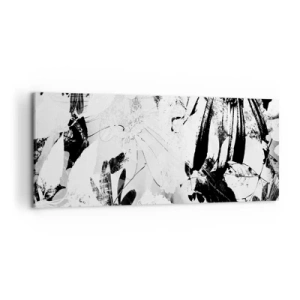 Impression sur toile - Image sur toile - Fleurs abstraites en noir et blanc dans un style minimaliste - 120x50cm - Automne en négatif - Décoration murale moderne pour le salon et la chambre ARTTOR