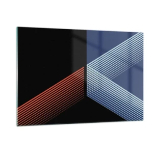 Impression sur verre - Image sur verre - Une composition géométrique moderne avec des lignes et un contraste de couleurs. - 120x80cm - Histoire simple - Décoration murale moderne pour le salon et la chambre ARTTOR