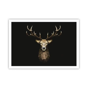 Affiche - Poster - Cerf polygonal géométrique sur fond noir - 100x70cm - Cerf cubique - Décoration murale moderne pour le salon et la chambre ARTTOR