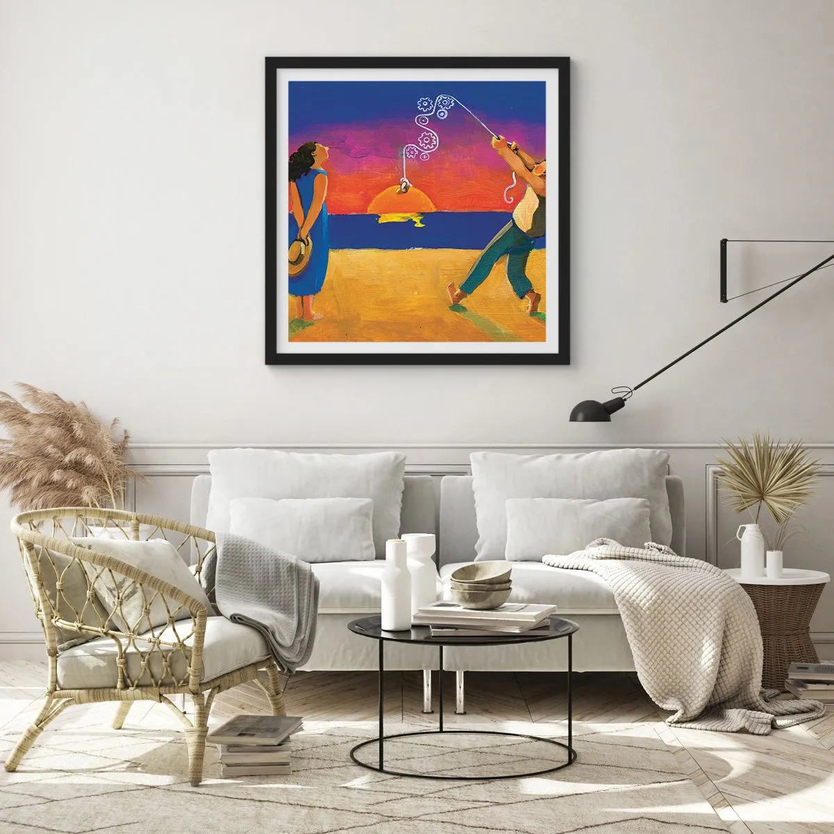 Affiche dans un cadre noir - Poster - Plus qu'une étoile dans le ciel - 60x60 cm