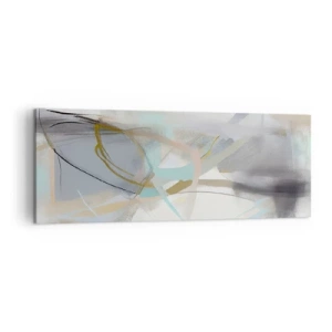 Impression sur toile - Image sur toile - Abstraction pastel aux lignes délicates - 140x50cm - Abstraction brumeuse - Décoration murale moderne pour le salon et la chambre ARTTOR