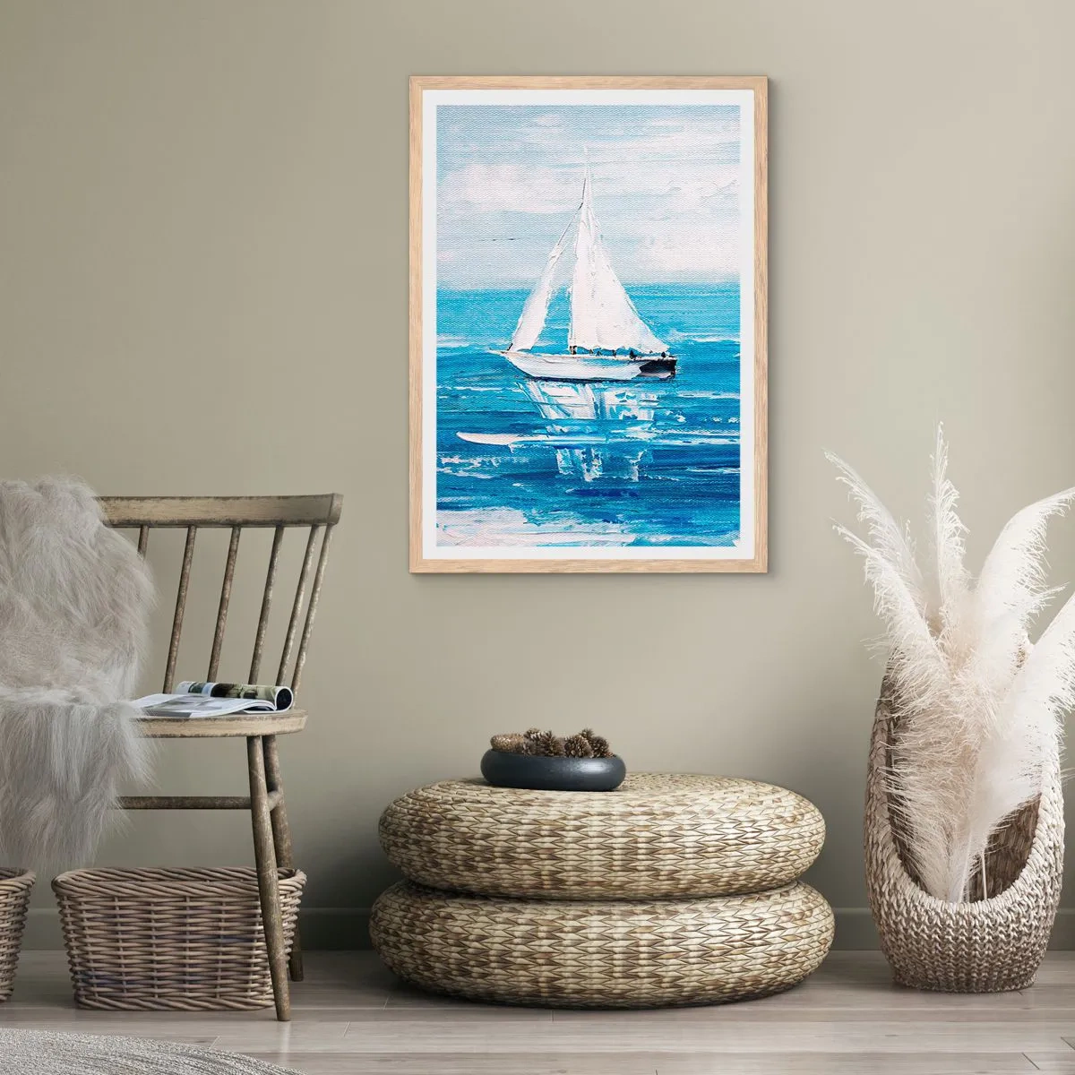 Affiche dans un chêne clair - Poster - Avec un ami à mes côtés - 40x50 cm