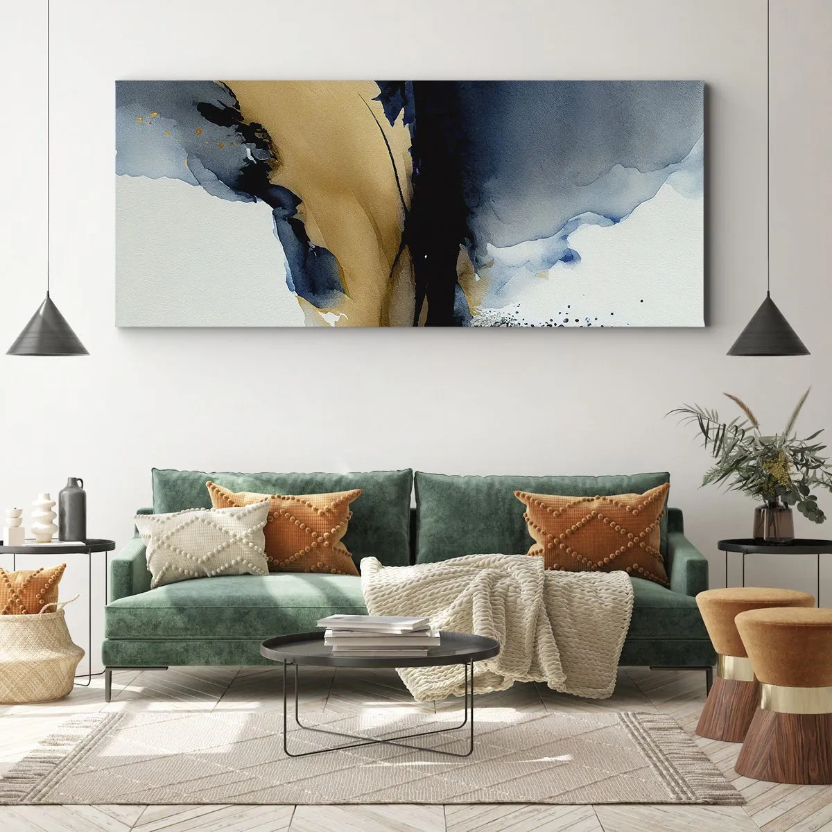 Impression sur toile - Image sur toile - Derrière le rideau - 100x40 cm