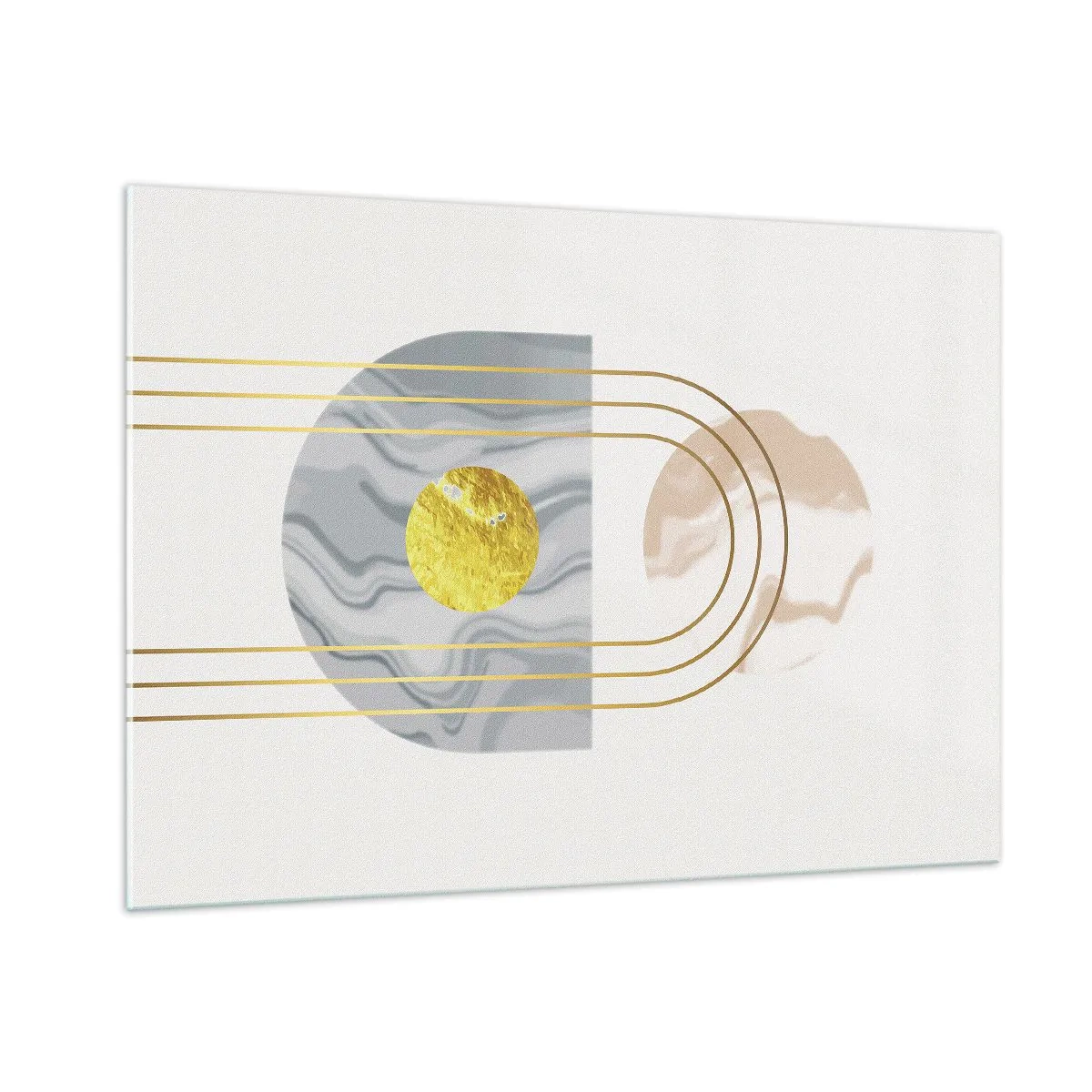 Impression sur verre - Image sur verre - Peinture abstraite en or et gris - 100x70cm - Clareté et brillance - Décoration murale moderne pour le salon et la chambre ARTTOR