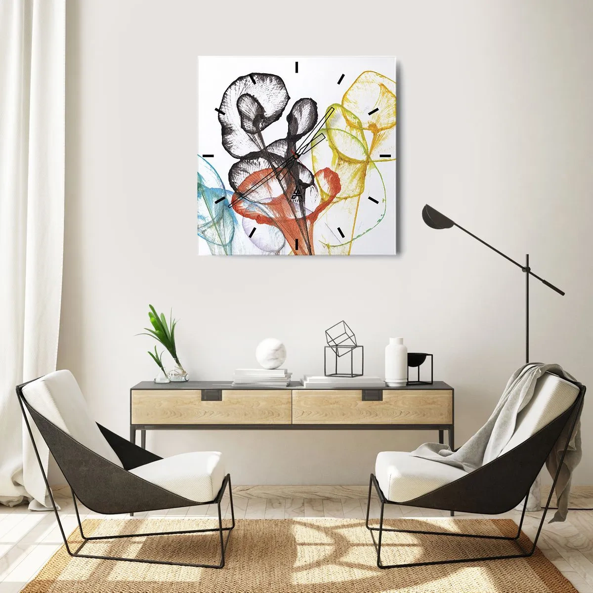 Horloge murale - Pendule murale - Fleurs avec une âme - 40x40 cm