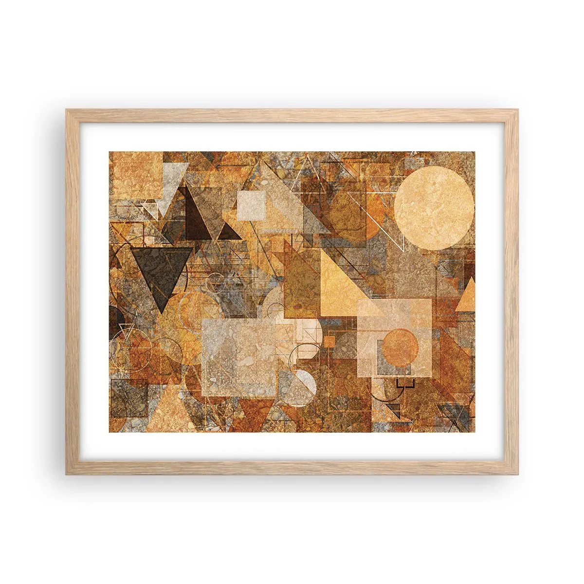 Affiche dans un chêne clair - Poster - Étude cubique de marron - 50x40 cm
