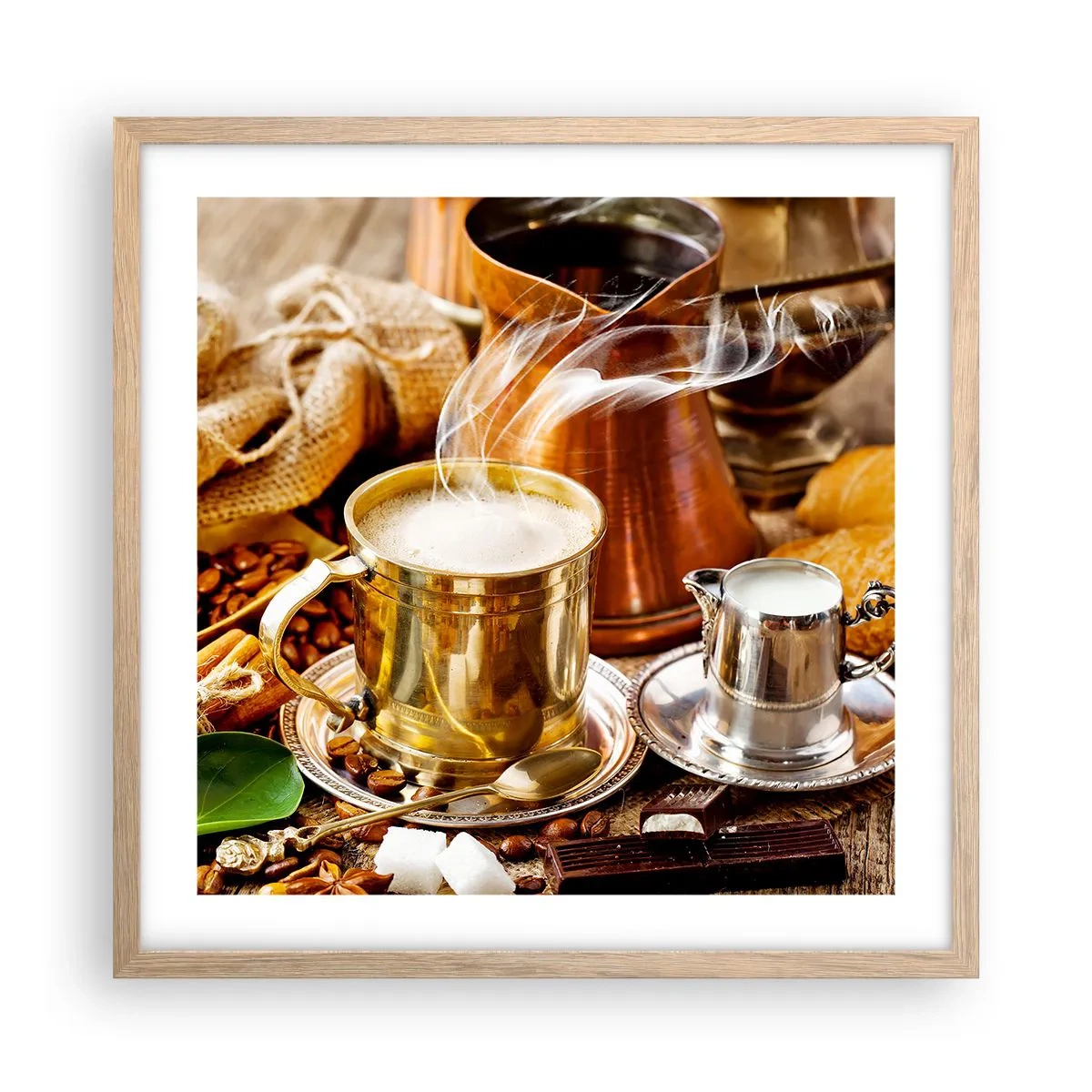 Affiche dans un chêne clair - Poster - Bonne journée! - 50x50 cm