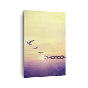 Impression sur toile - Image sur toile - Symbole de liberté avec des oiseaux et une chaîne brisée - 70x100cm - La victoire de la liberté - Décoration murale moderne pour le salon et la chambre ARTTOR