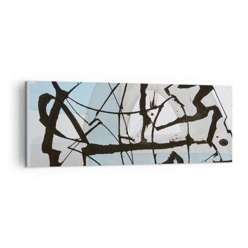 Impression sur toile - Image sur toile - Lignes et formes abstraites en bleu et noir - 140x50cm - Bleu malgré tout - Décoration murale moderne pour le salon et la chambre ARTTOR