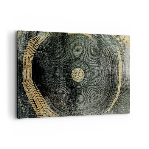 Impression sur toile - Image sur toile - Cercles concentriques avec des accents dorés - 100x70cm - Changement et persistance - Décoration murale moderne pour le salon et la chambre ARTTOR