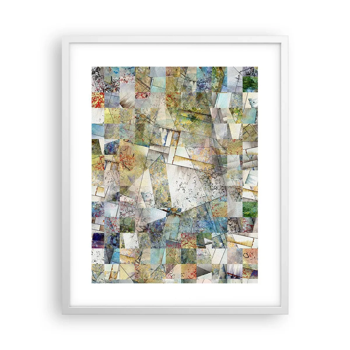 Affiche dans un cadre blanc - Poster - Remaniement géométrique - 40x50 cm