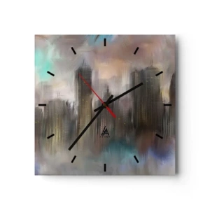 Horloge murale - Pendule murale - Une composition d'acier, de pierre et de brouillard - 40x40 cm