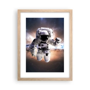 Affiche dans un chêne clair - Poster - Salutations de l'espace - 30x40 cm