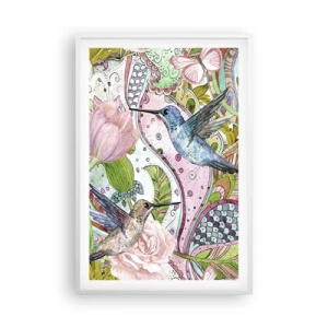 Affiche dans un cadre blanc - Poster - Empêtré dans les vignes - 61x91 cm