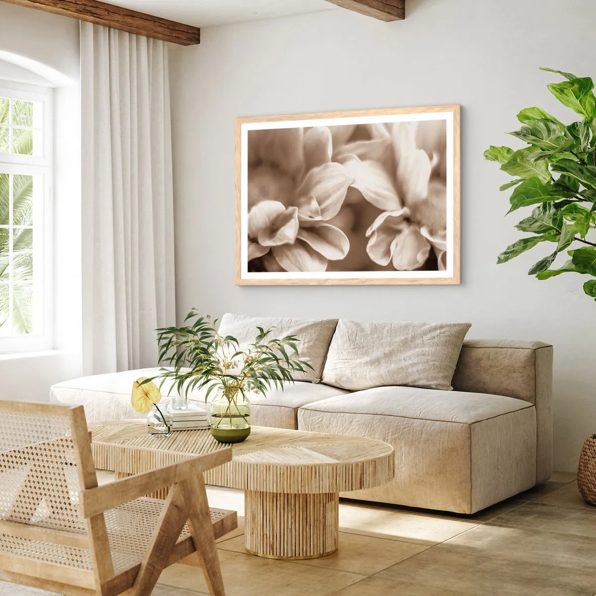 Affiche dans un chêne clair - Poster - Doux comme un sourire - 100x70 cm