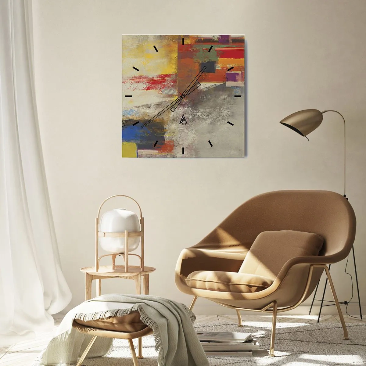 Horloge murale - Pendule murale - Géométrie des couleurs - 30x30 cm