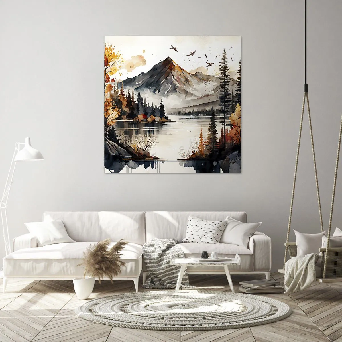 Impression sur toile - Image sur toile - Automne doré dans les montagnes - 30x30 cm