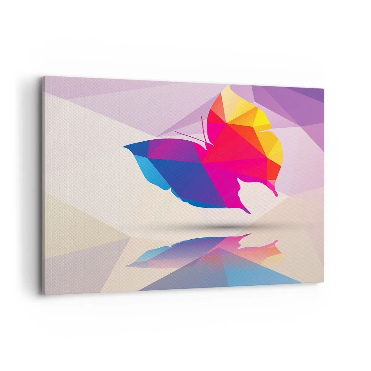 Impression sur toile - Image sur toile - Silhouette de papillon géométrique aux couleurs vives - 120x80cm - Papillon arc-en-ciel - Décoration murale moderne pour le salon et la chambre ARTTOR