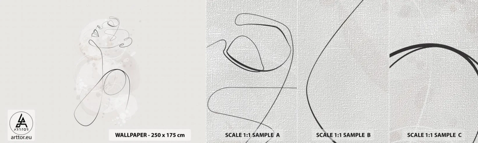 Échantillon de Papier Peint Premium Canvas - Spirale de beauté - Graphique, Femme, Morceau - 100x30 cm