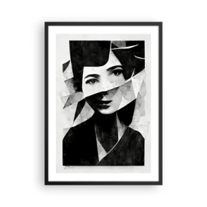 Affiche dans un cadre noir - Poster - Portrait d'une femme dans une composition abstraite - 50x70cm - Vraiment ce que tu es… - Décoration murale moderne pour le salon et la chambre ARTTOR