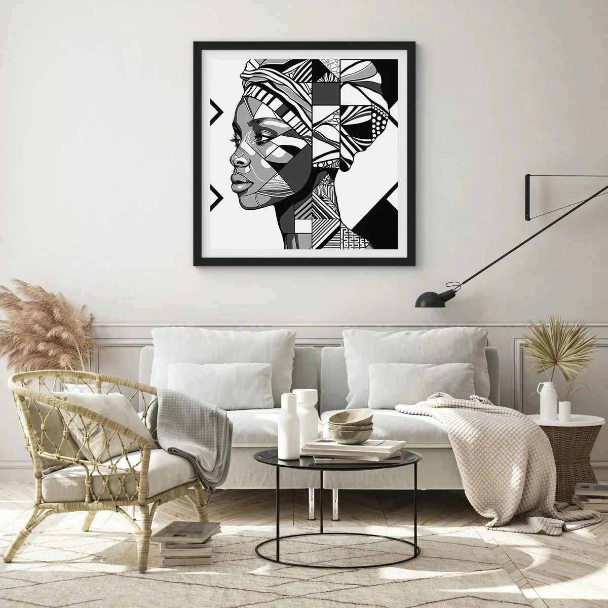 Affiche dans un cadre noir - Poster - Portrait ethnique - 40x40 cm