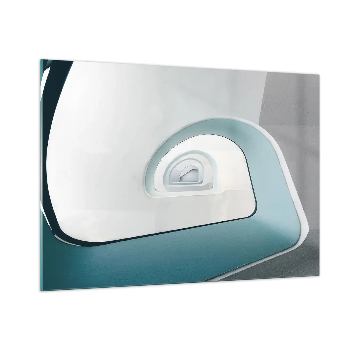 Impression sur verre - Image sur verre - Un escalier moderne dans une perspective abstraite - 100x70cm - Au profondeur du bleu - Décoration murale moderne pour le salon et la chambre ARTTOR