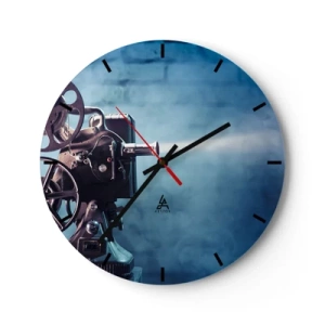 Horloge murale - Pendule murale - Projecteur de cinéma rétro avec effet de lumière diffuse - 30x30cm - Dans un vieux cinéma - Décoration murale moderne pour le salon, la cuisine et la chambre ARTTOR