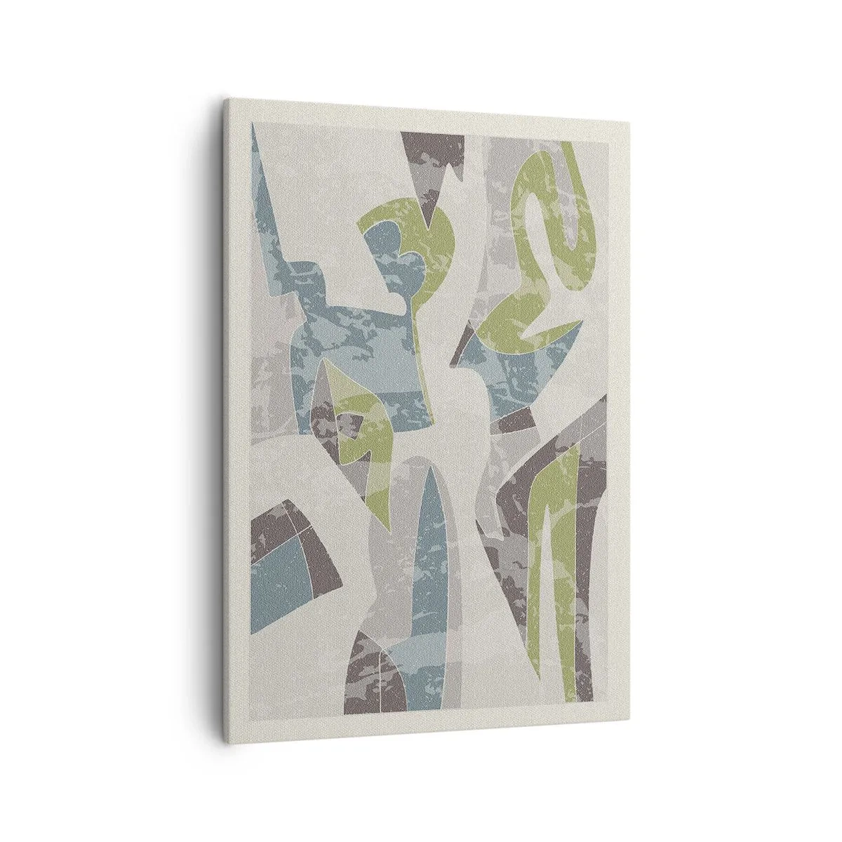 Impression sur toile - Image sur toile - Formes abstraites en vert et bleu sur fond clair - 50x70cm - Composition derrière la vitre - Décoration murale moderne pour le salon et la chambre ARTTOR