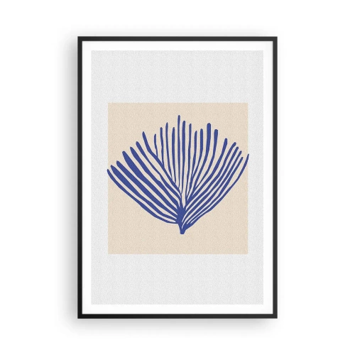 Affiche dans un cadre noir - Poster - Éventail bleu - 70x100 cm