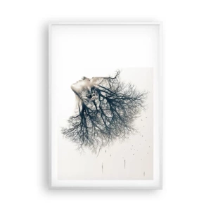 Affiche dans un cadre blanc - Poster - Écouter le murmure des arbres - 61x91 cm