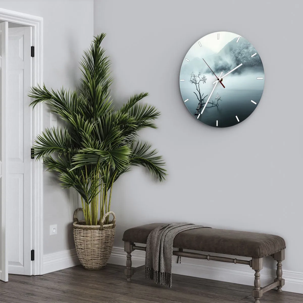 Horloge murale - Pendule murale - D'eau et de brouillard - 40x40 cm