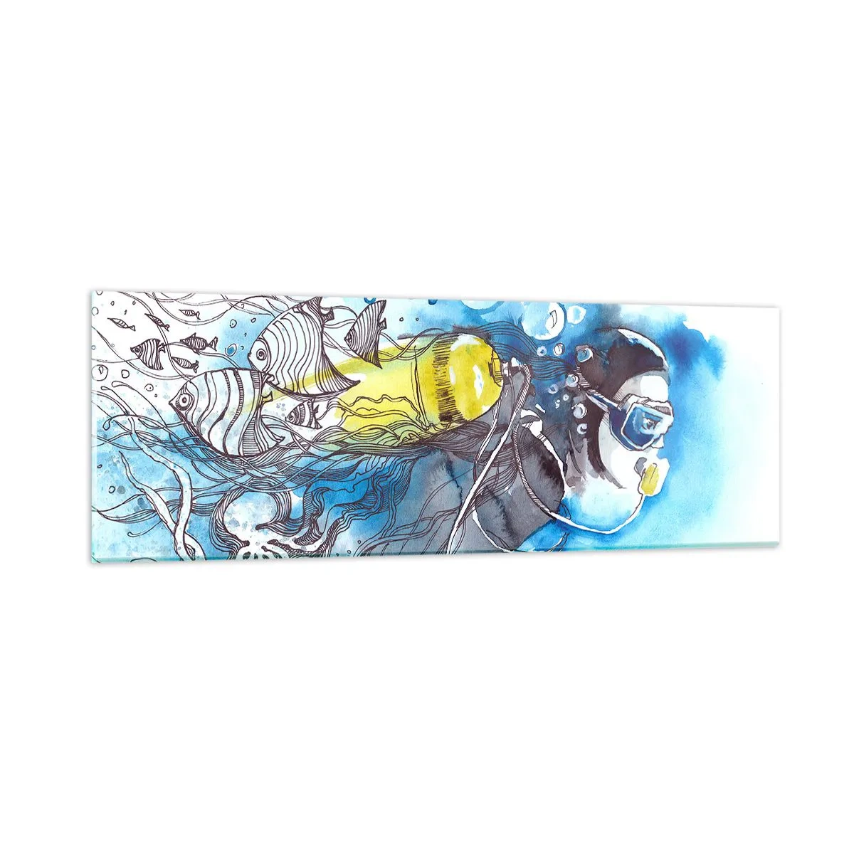 Impression sur verre - Image sur verre - Le grand bleu - 90x30 cm