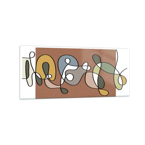 Impression sur verre - Image sur verre - Abstraction colorée avec des taches et des lignes - 120x50cm - Une abstraction qui mérite le sourire - Décoration murale moderne pour le salon et la chambre ARTTOR