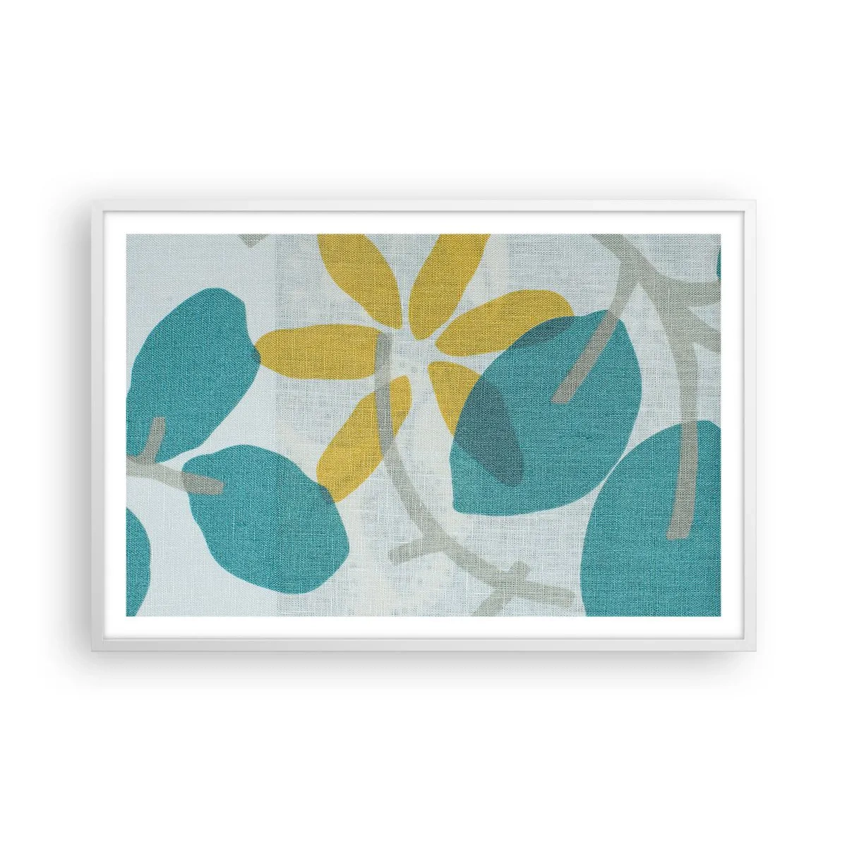Affiche dans un cadre blanc - Poster - Wśród lazurowych liści - 91x61 cm