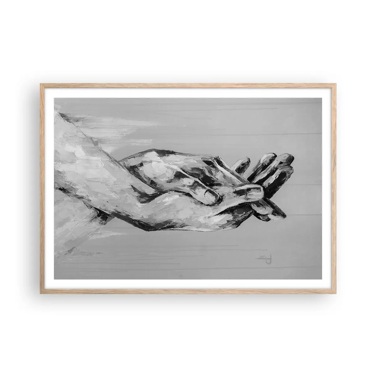 Affiche dans un chêne clair - Poster - Début... - 100x70 cm