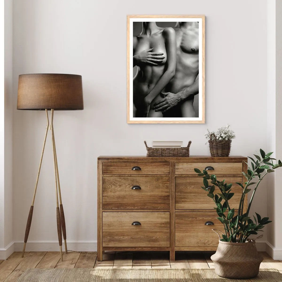 Affiche dans un chêne clair - Poster - Adam et Eve - 61x91 cm