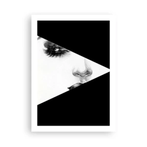 Affiche - Poster - Portrait minimaliste d'une femme en noir et blanc avec une division géométrique. - 50x70cm - Toujours inconnu - Décoration murale moderne pour le salon et la chambre ARTTOR