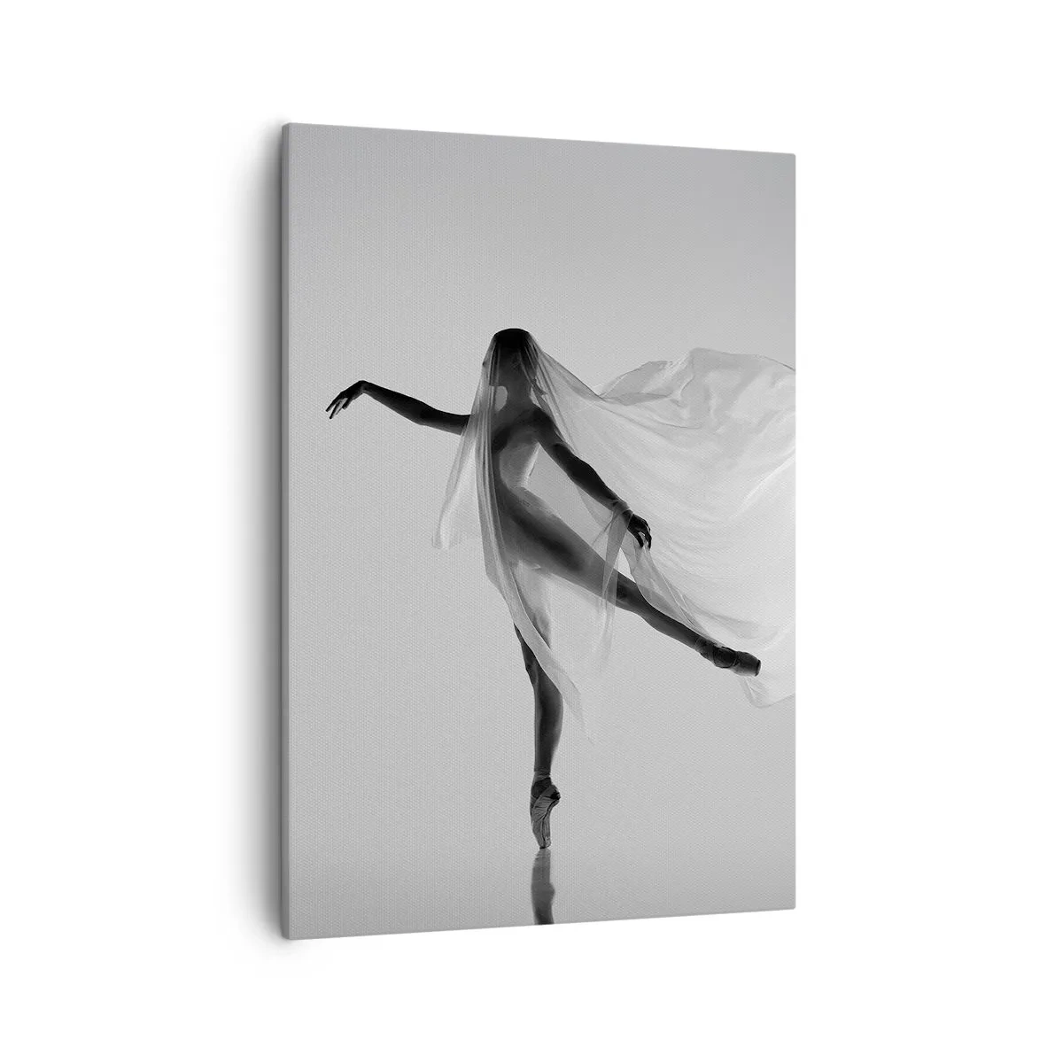 Impression sur toile - Image sur toile - Une danseuse dans une pose éthérée avec un tissu fluide - 50x70cm - Légèreté et grâce - Décoration murale moderne pour le salon et la chambre ARTTOR