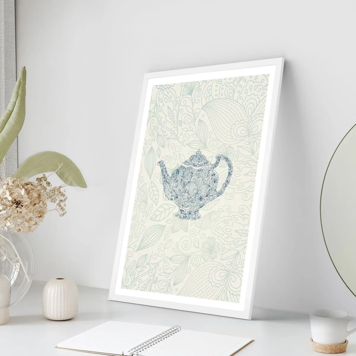 Affiche dans un cadre blanc - Poster - Le charme du thé - 70x100 cm