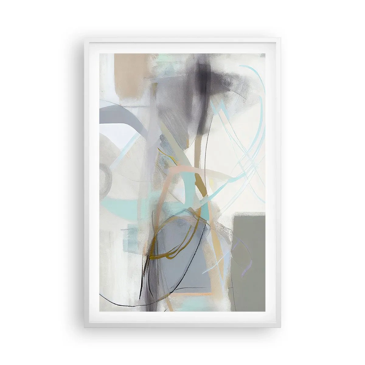 Affiche dans un cadre blanc - Poster - Abstraction brumeuse - 61x91 cm