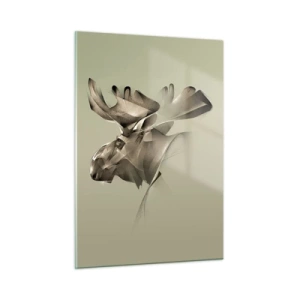 Impression sur verre - Image sur verre - Une image moderne d'un élan sur fond vert - 50x70cm - La douce force de la paix - Décoration murale moderne pour le salon et la chambre ARTTOR