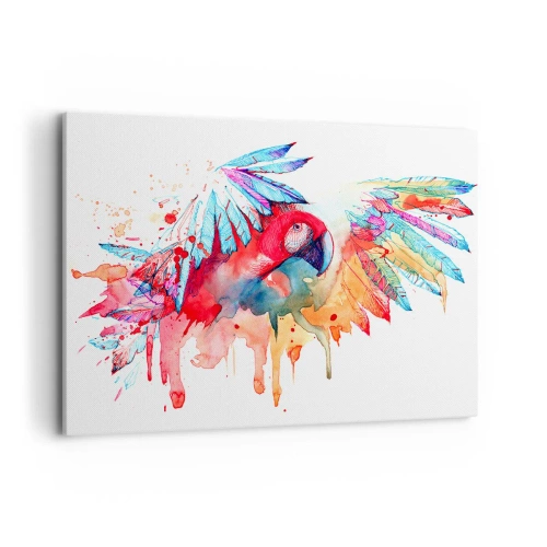 Impression sur toile - Image sur toile - Un perroquet dans un style aquarelle artistique - 100x70cm - Perroquets colorés - Décoration murale moderne pour le salon et la chambre ARTTOR