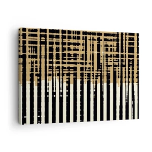 Impression sur toile - Image sur toile - Lignes abstraites en noir, beige et blanc - 70x50cm - Abstraction architecturale - Décoration murale moderne pour le salon et la chambre ARTTOR